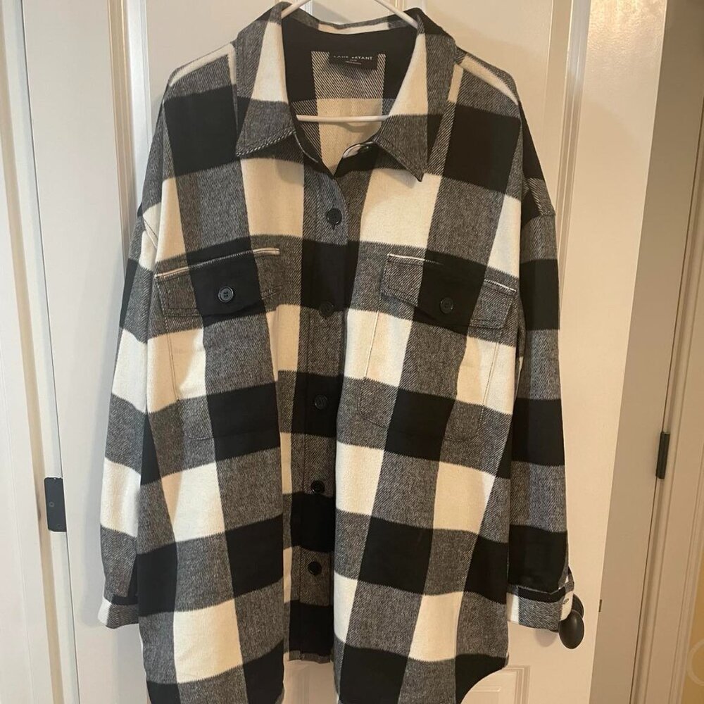 Lane Bryant Buffalo Check Shirt Coat, 26/28